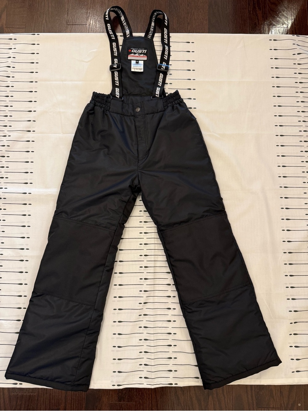 Gusti Black Kids Insulated Snow Bib Pants with Branded Suspenders